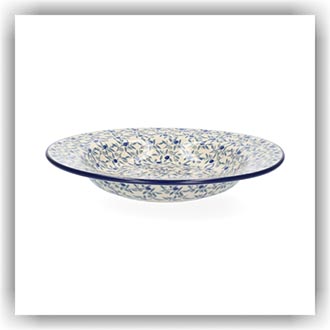 Bunzlau Diep bord met platte rand (1014) - Blue Olive (2506)