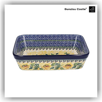 Bunzlau Ovenschaal 19x24cm (101404) - Unikat Sunflowers (5085)