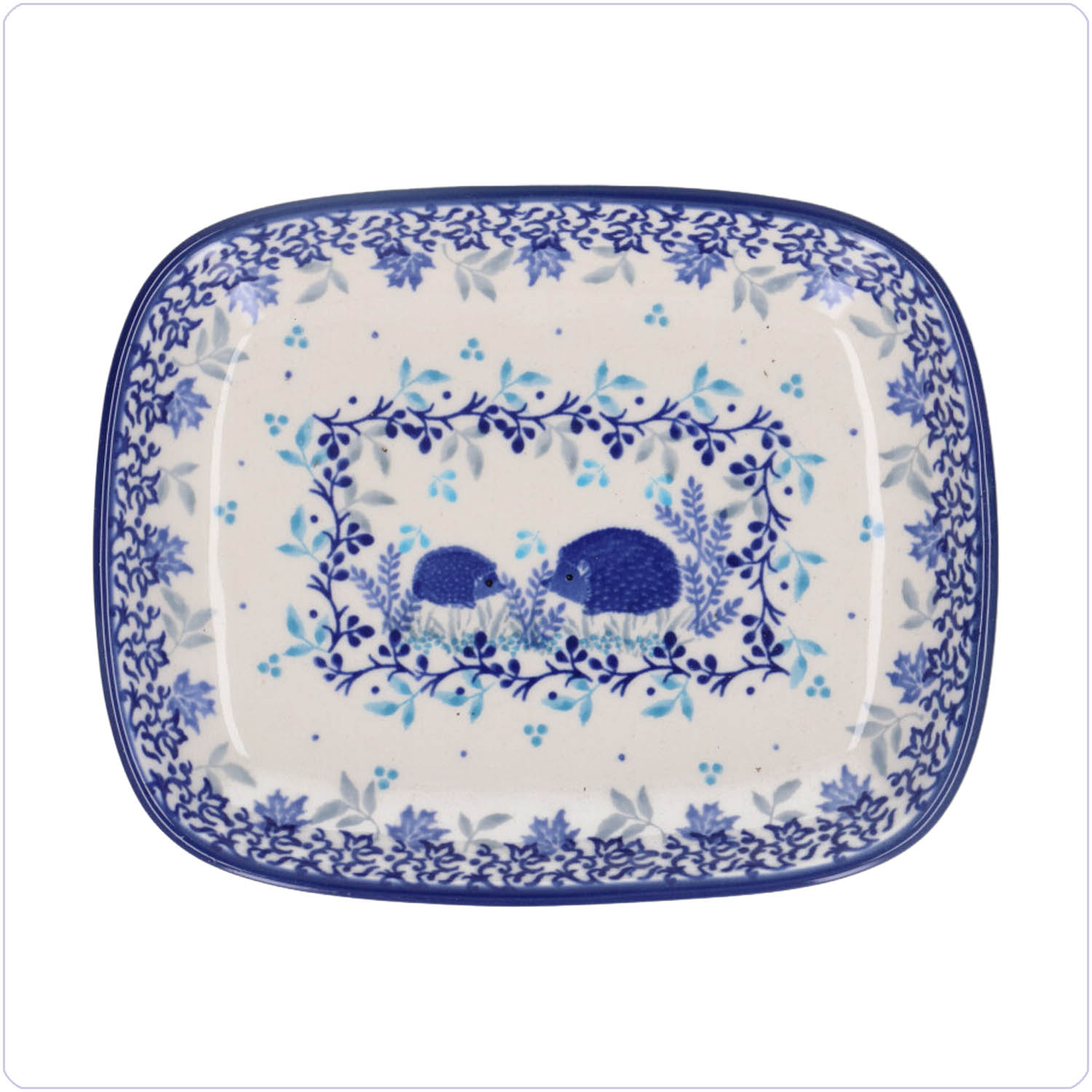 Bunzlau Rechthoekig schaaltje (1160) - Hedgehogs (3440)