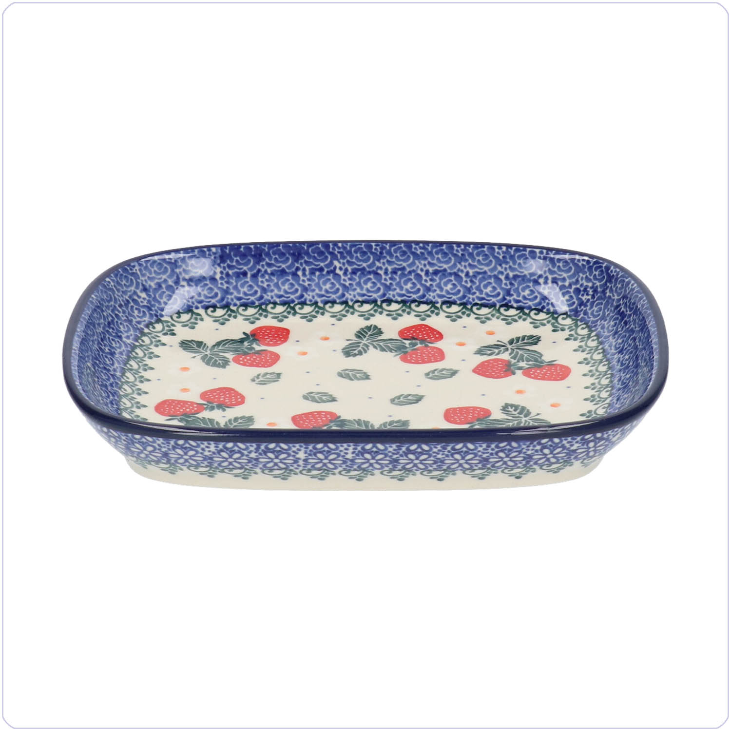 Bunzlau Rechthoekig schaaltje (1160) - Strawberry. (3494)