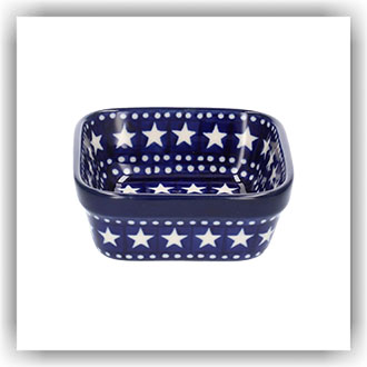 Bunzlau Vierkant bakje 10x10cm (1428) - Blue Stars (119)