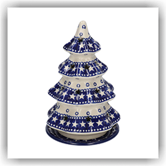 Bunzlau Kerstboom theelicht 22cm (1602) - Blue Stars (119)
