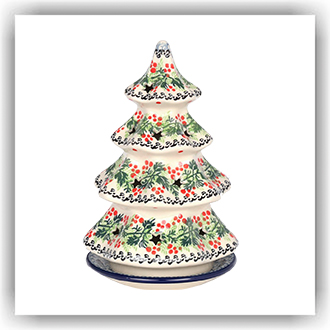 Bunzlau Kerstboom theelicht 22cm (1602) - Holly Berry (2650)