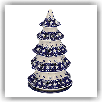 Bunzlau Kerstboom theelicht 25cm (2258) - Blue Stars (119)