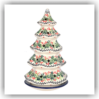 Bunzlau Kerstboom theelicht 25cm (2258) - Holly Berry (2650)