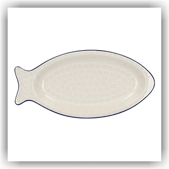 Bunzlau Bord in visvorm M (2374) - White Lace (2324)
