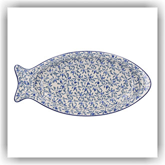 Bunzlau Bord in visvorm (2374) - Blue Olive (2506)