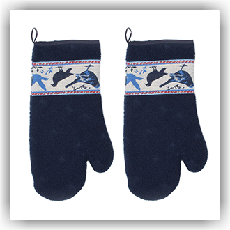 Bunzlau 2 ovenwanten Vogels d.blauw (6333)