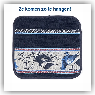 Bunzlau Setje pannenlappen Vogels d.blauw (6334)