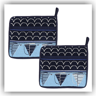Bunzlau Setje pannenlappen Boten d.blauw (6336)